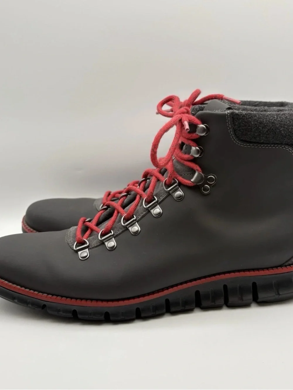 Cole Haan Men's Gray Hiking Boots with Red Laces